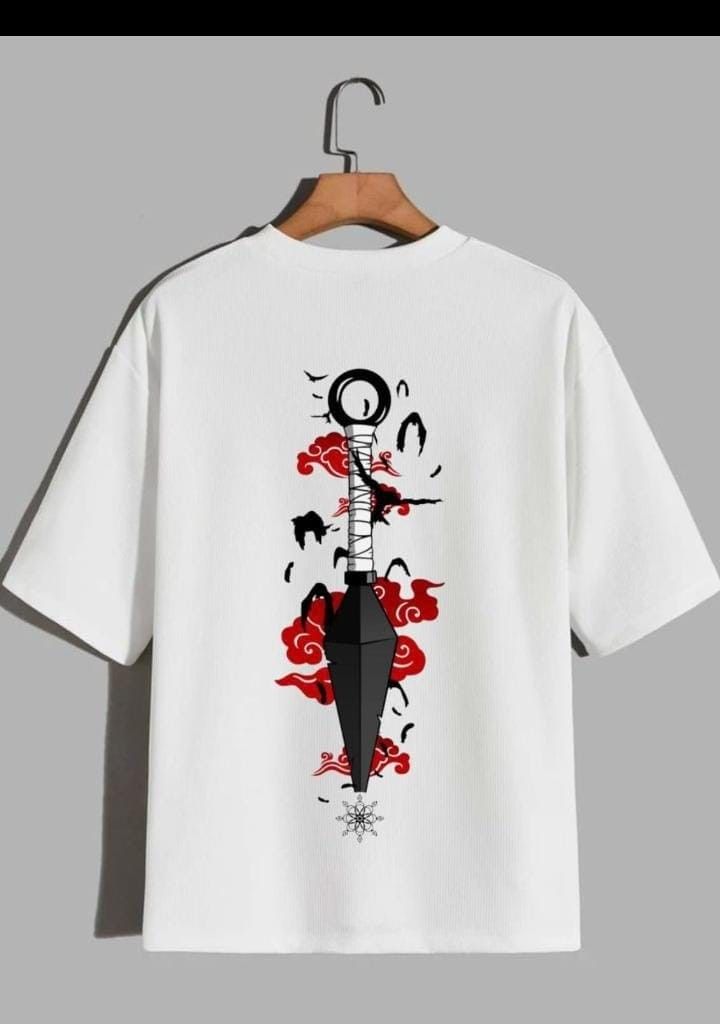 Naruto Kunai & Akatsuki Red Clouds Oversized T-Shirt | Anime Streetwear Tee
