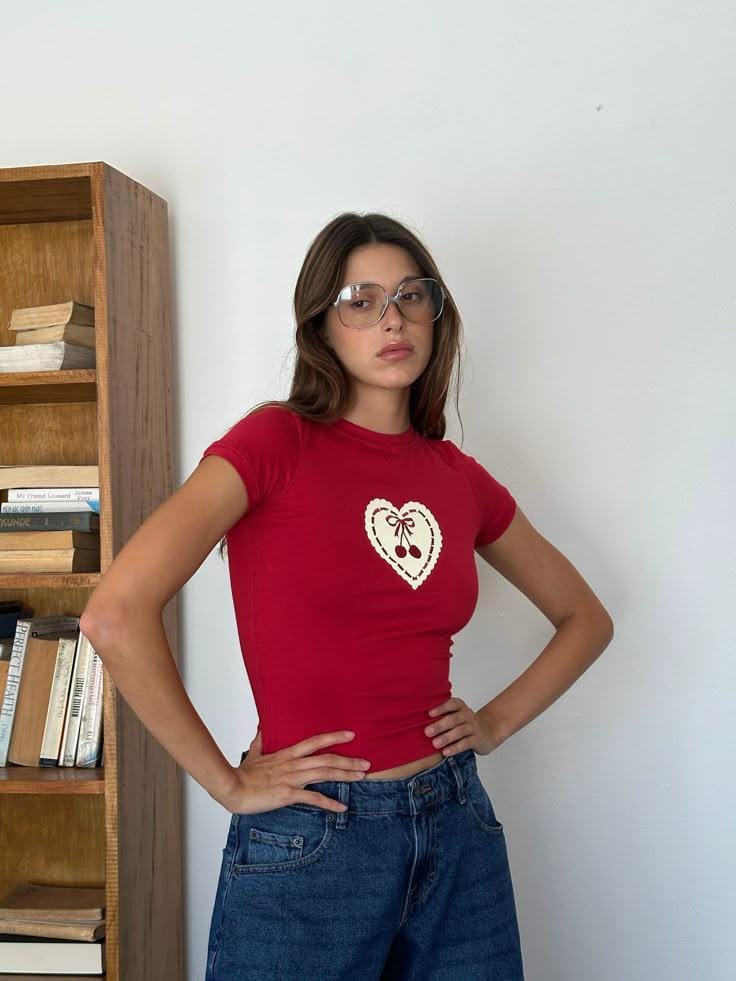 Red Cherry Heart Tee