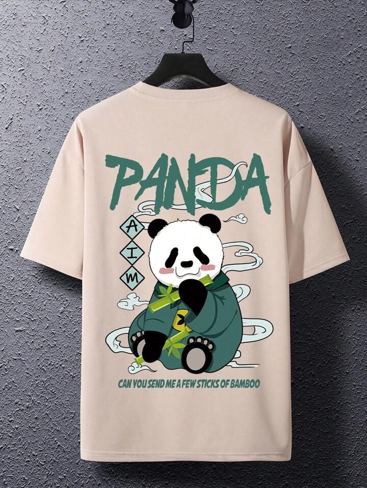 Cute Panda Cartoon Back Print Oversized Tee | Kawaii Aesthetic Streetwear