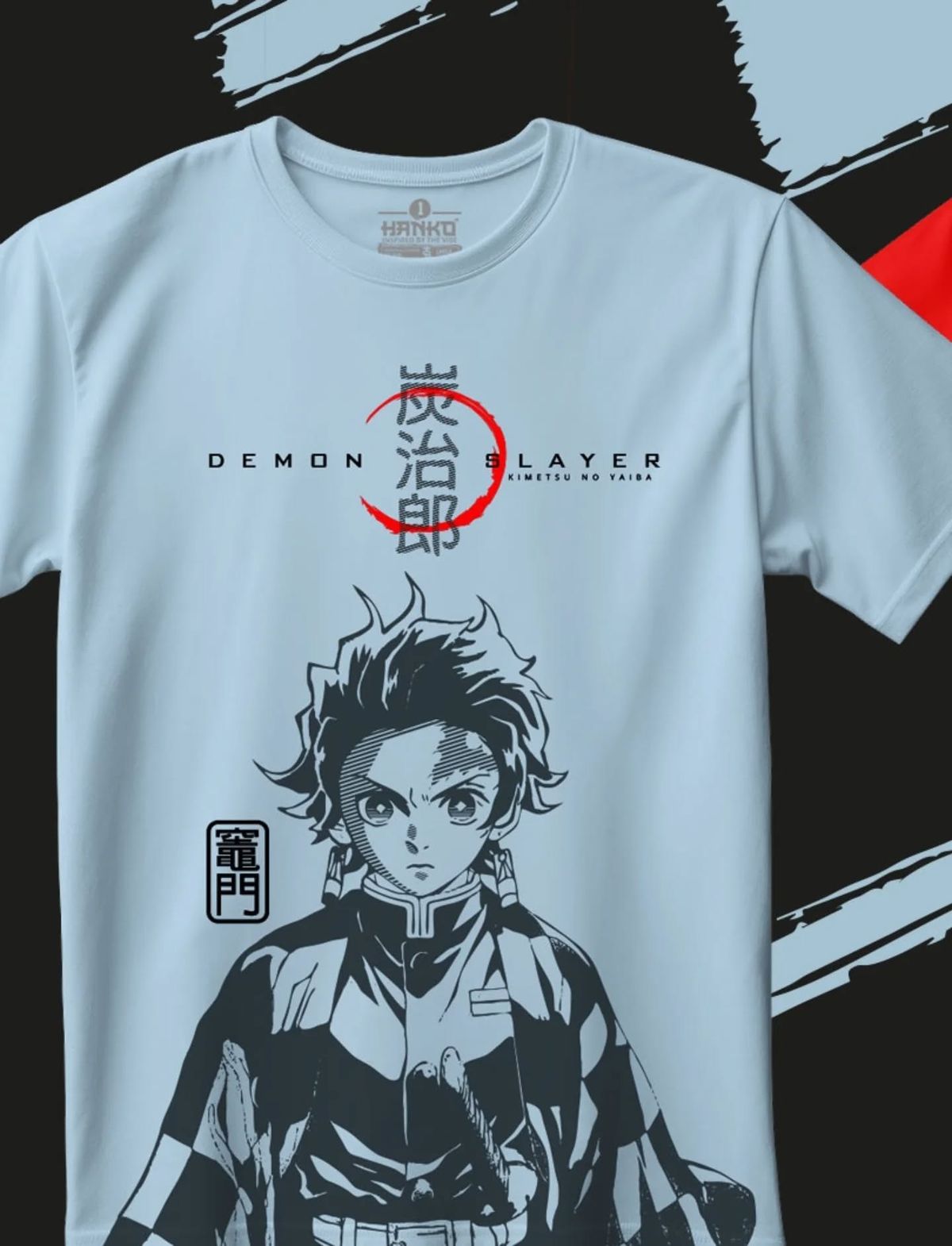 Demon Slayer Tanjiro Kamado Checkered Kimono T-Shirt | Water Breathing Graphic Tee