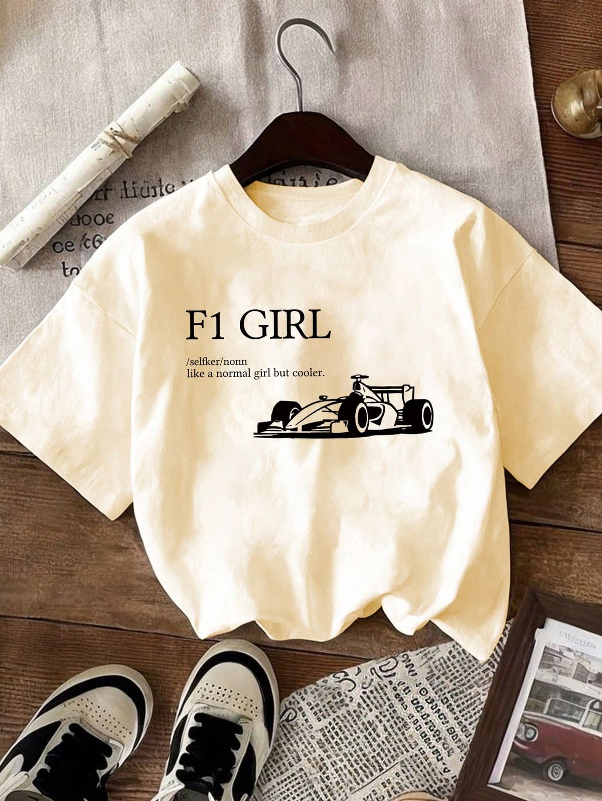 "F1 GIRL" Defined Graphic Oversized T-shirt | Motorsport Lover Aesthetic Tee
