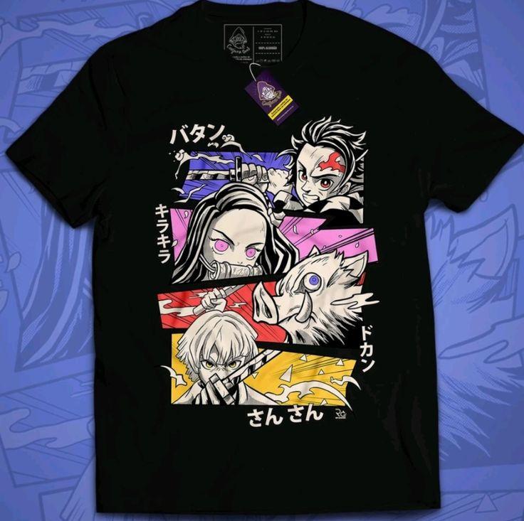 Pop Art Demon Slayer Quartet Oversized Tee - Tanjiro, Nezuko, Zenitsu & Inosuke
