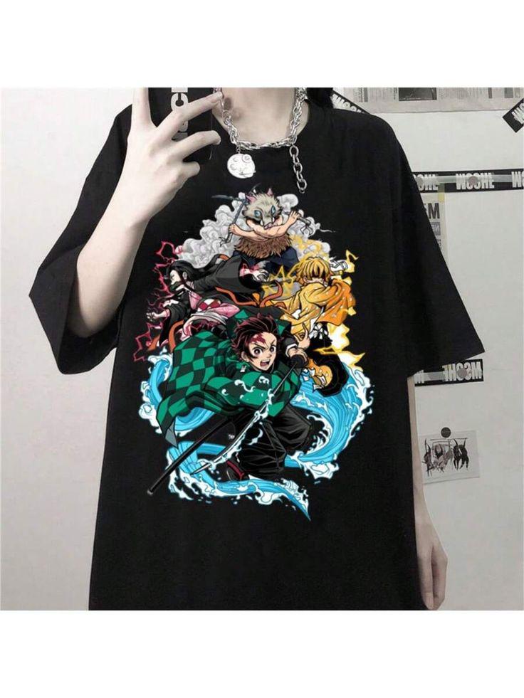 Tanjiro, Zenitsu, Inosuke Squad Goal Oversized Tee - Demon Slayer Team Graphic