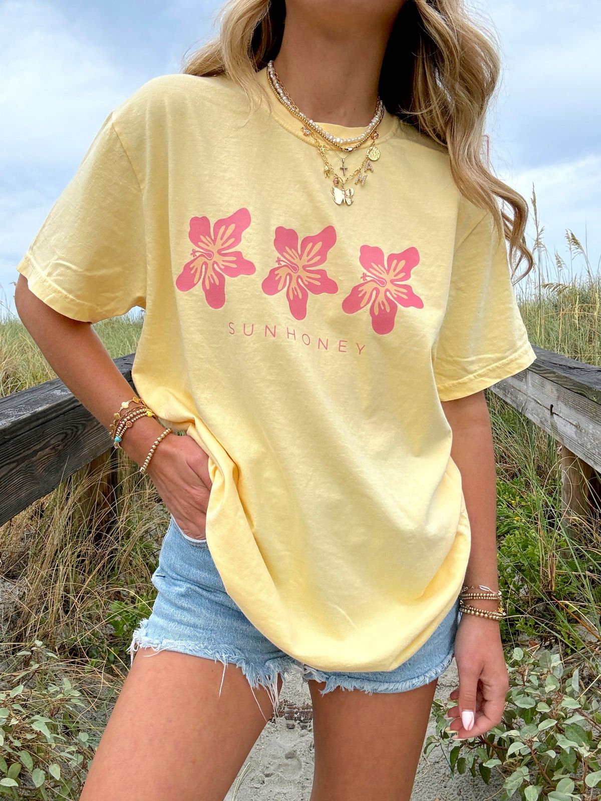 Sunhoney Tropical Floral Oversized Tee