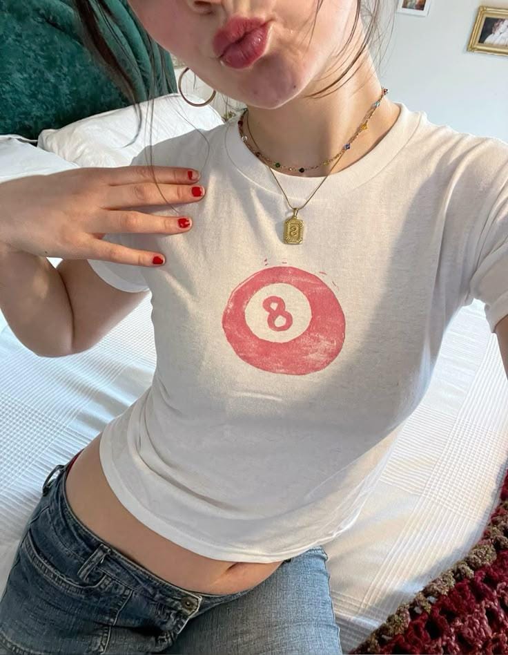 Y2K Pink 8-Ball Baby Tee