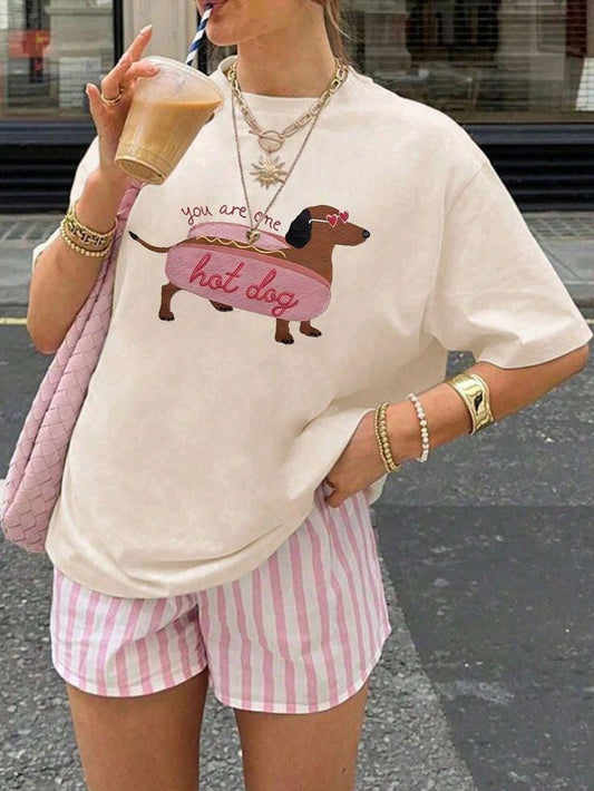 You Are One Hot Dog" Oversized Graphic Tee