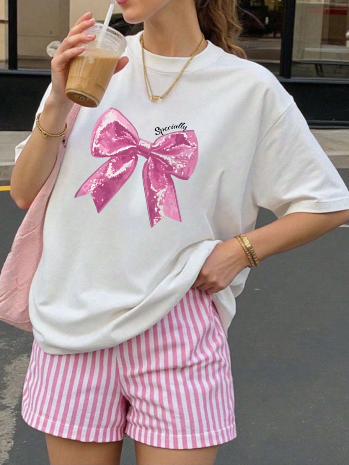 Pink Sequin Bow T-Shirt