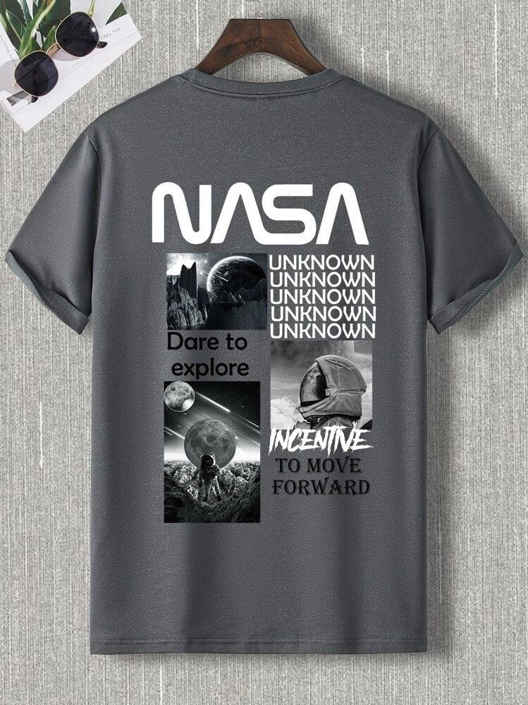 Vintage NASA Space Collage Graphic T-shirt | 'Dare to Explore' Astro Tee