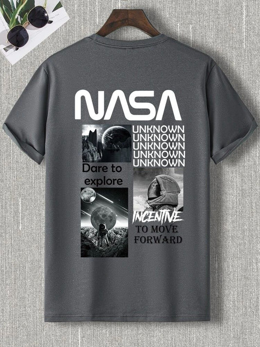Vintage NASA Space Collage Graphic T-shirt | 'Dare to Explore' Astro Tee